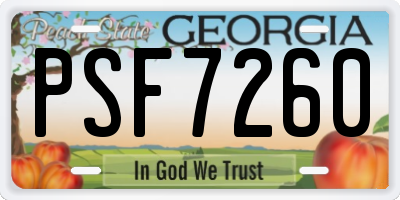 GA license plate PSF7260