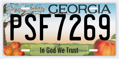GA license plate PSF7269
