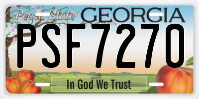 GA license plate PSF7270