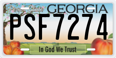 GA license plate PSF7274
