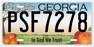 GA license plate PSF7278