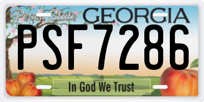 GA license plate PSF7286