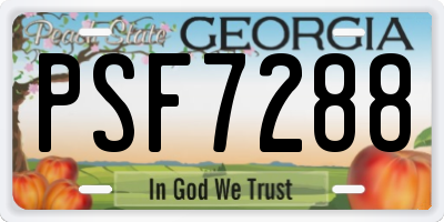 GA license plate PSF7288