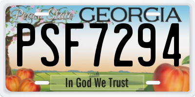 GA license plate PSF7294