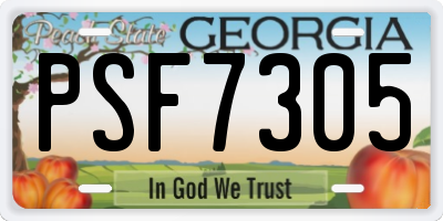 GA license plate PSF7305