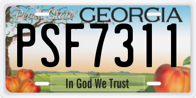 GA license plate PSF7311