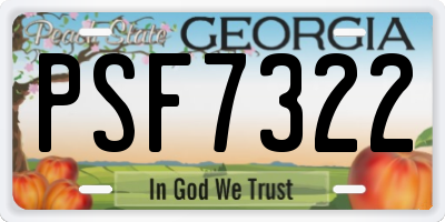 GA license plate PSF7322