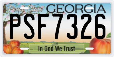GA license plate PSF7326