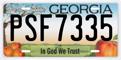 GA license plate PSF7335