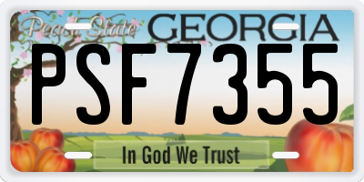 GA license plate PSF7355