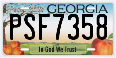 GA license plate PSF7358