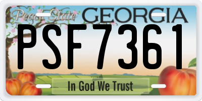 GA license plate PSF7361