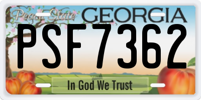 GA license plate PSF7362