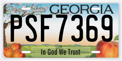 GA license plate PSF7369