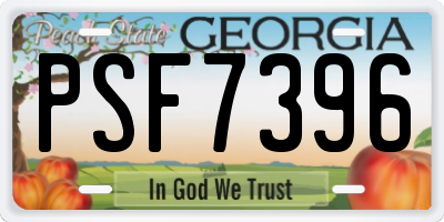 GA license plate PSF7396