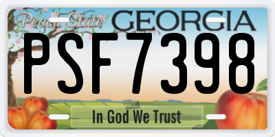 GA license plate PSF7398