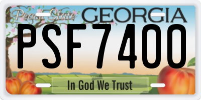 GA license plate PSF7400