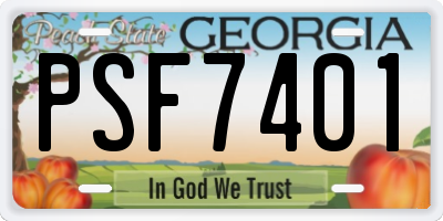 GA license plate PSF7401