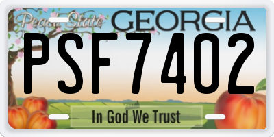 GA license plate PSF7402