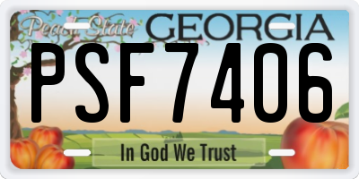 GA license plate PSF7406