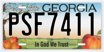 GA license plate PSF7411