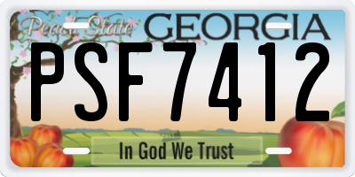 GA license plate PSF7412