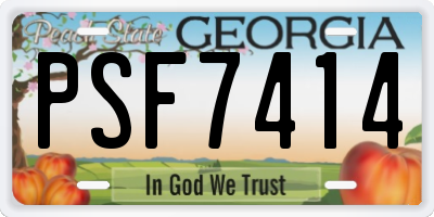 GA license plate PSF7414