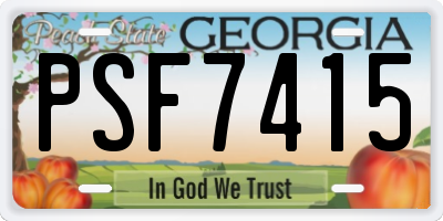 GA license plate PSF7415