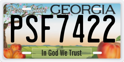 GA license plate PSF7422