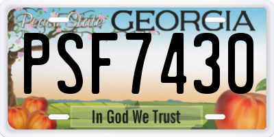 GA license plate PSF7430
