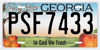 GA license plate PSF7433