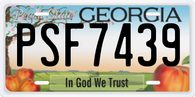 GA license plate PSF7439
