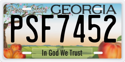 GA license plate PSF7452
