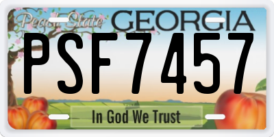 GA license plate PSF7457