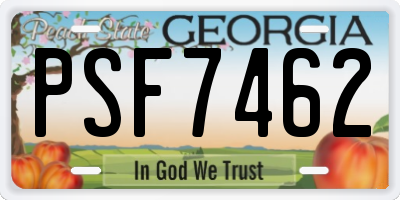 GA license plate PSF7462