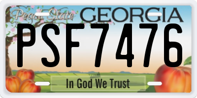 GA license plate PSF7476