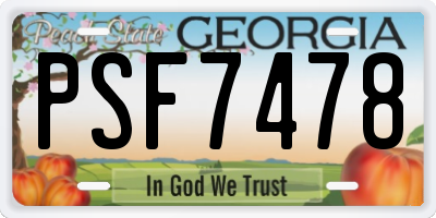 GA license plate PSF7478