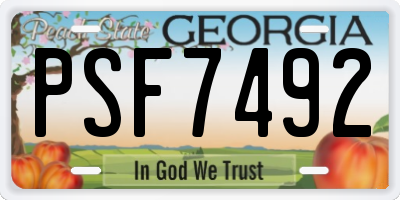 GA license plate PSF7492