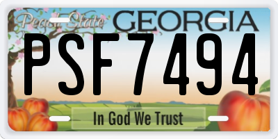 GA license plate PSF7494