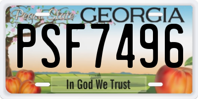 GA license plate PSF7496