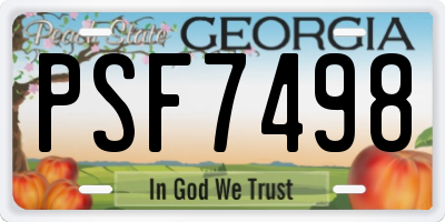 GA license plate PSF7498