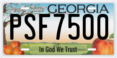 GA license plate PSF7500