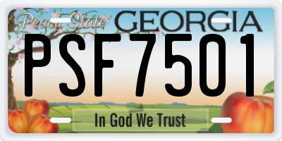 GA license plate PSF7501