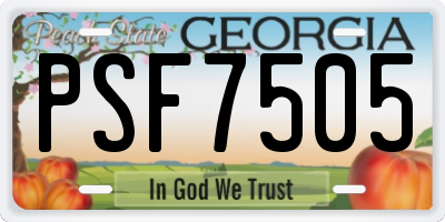 GA license plate PSF7505