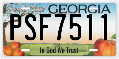 GA license plate PSF7511