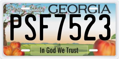GA license plate PSF7523