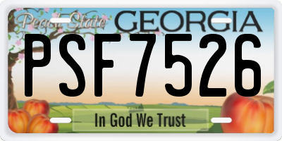 GA license plate PSF7526