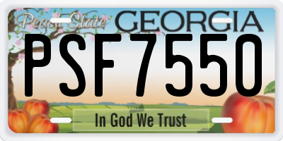 GA license plate PSF7550
