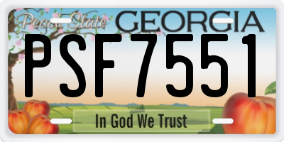 GA license plate PSF7551