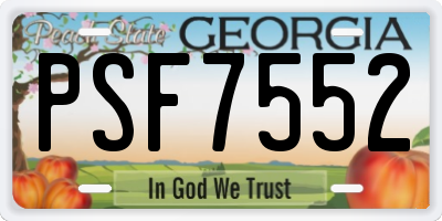 GA license plate PSF7552